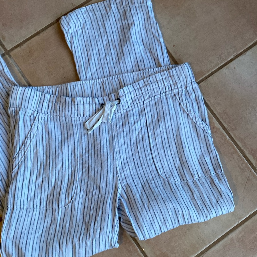 Athleta 100% Linen Herringbone Striped Pants. Size 14. - Picture 11 of 14